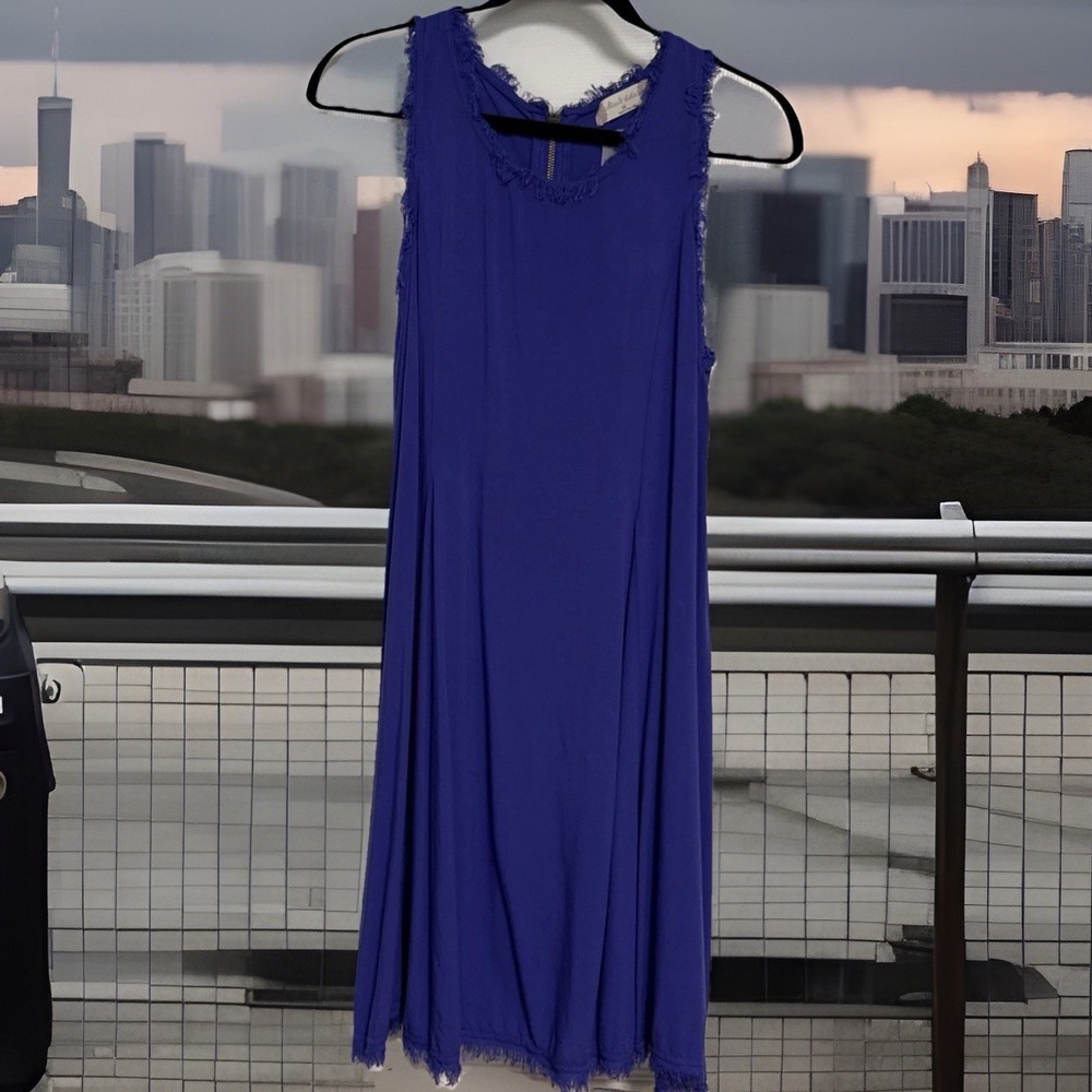 NWT Altar'd State Dress Medium Royal Blue Rag Edges Frayed Above Knee Boho Vacay